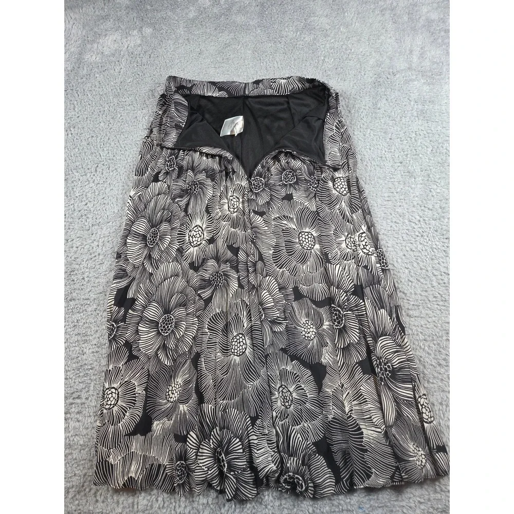 Spring Flowy Black White Floral Maxi Skirt Womens XS Graphic Print Lined Express - Picture 3 of 7